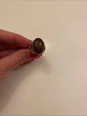 Sterling Silver red Oval Statement Ring